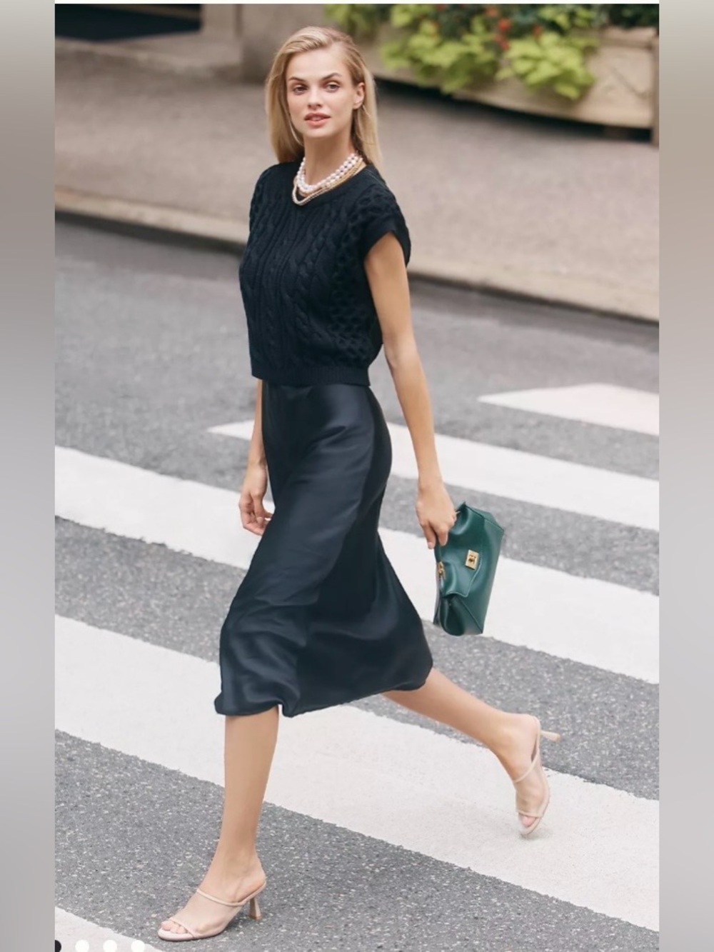 Anthropologie Gemini sweater and Black Satin Midi dress set size XXS